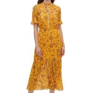 Kensie Women Mustard Floral Midi Dress